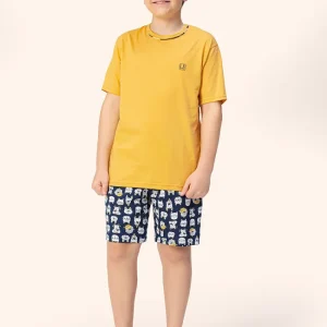 Pijama Masculino Infantil Love Pets Manga Curta em Algodão - Lua Encantada
