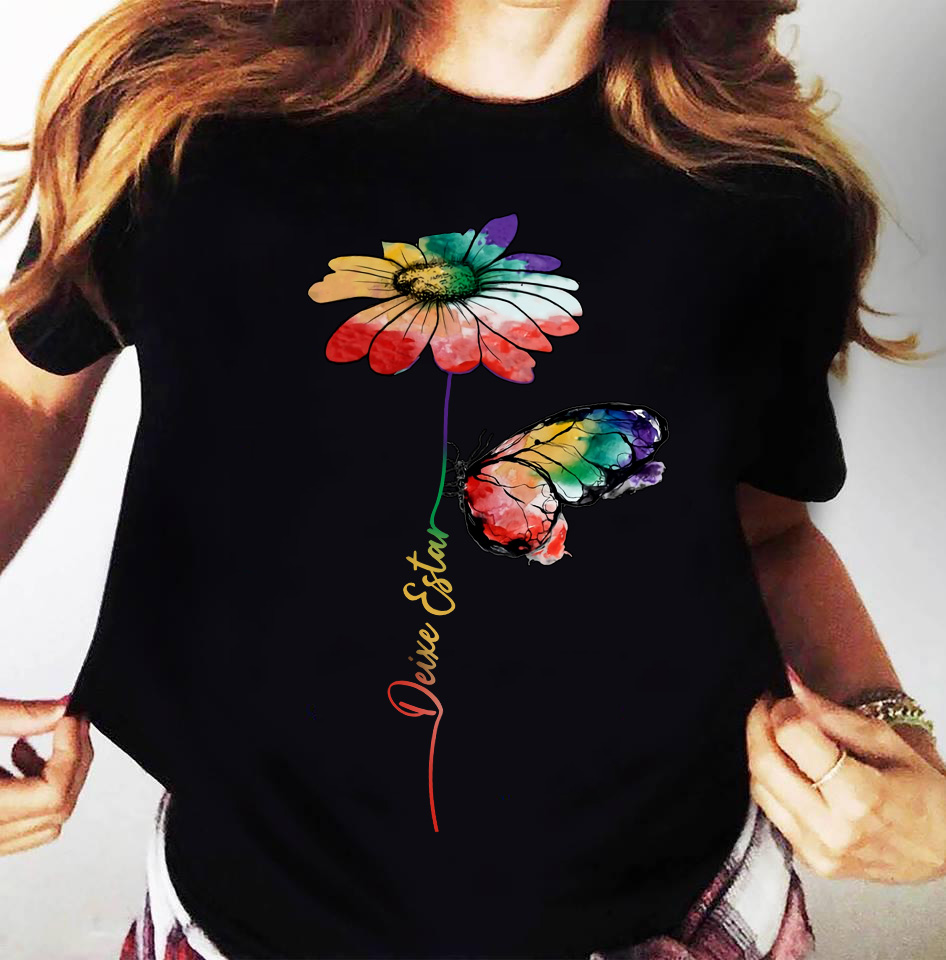Camiseta Margaridas E Borboletas Deixe Estar