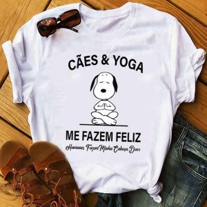 Camiseta Cães E Yoga Me Fazem Feliz Humanos Fazem Minha Cabeça Doer
