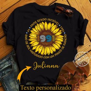 Camiseta 34 Anos Sendo Incrível 1991 Raio De Sol Misturado Com Um Pouco De Furacão