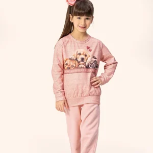 Pijama Feminino Infantil Manga Longa Aumigos para Sempre em Microsoft - Lua Encantada
