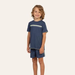 Pijama Manga Curta Masculino Infantil Fascinante em Algodão - Lua Encantada