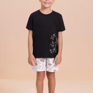 Pijama Manga Curta Masculino Infantil Pets em Algodão - Lua Encantada