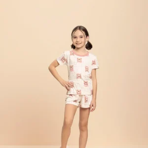 Short Doll Infantil Teddy Quentinho em Malha Peach- Lua Encantada