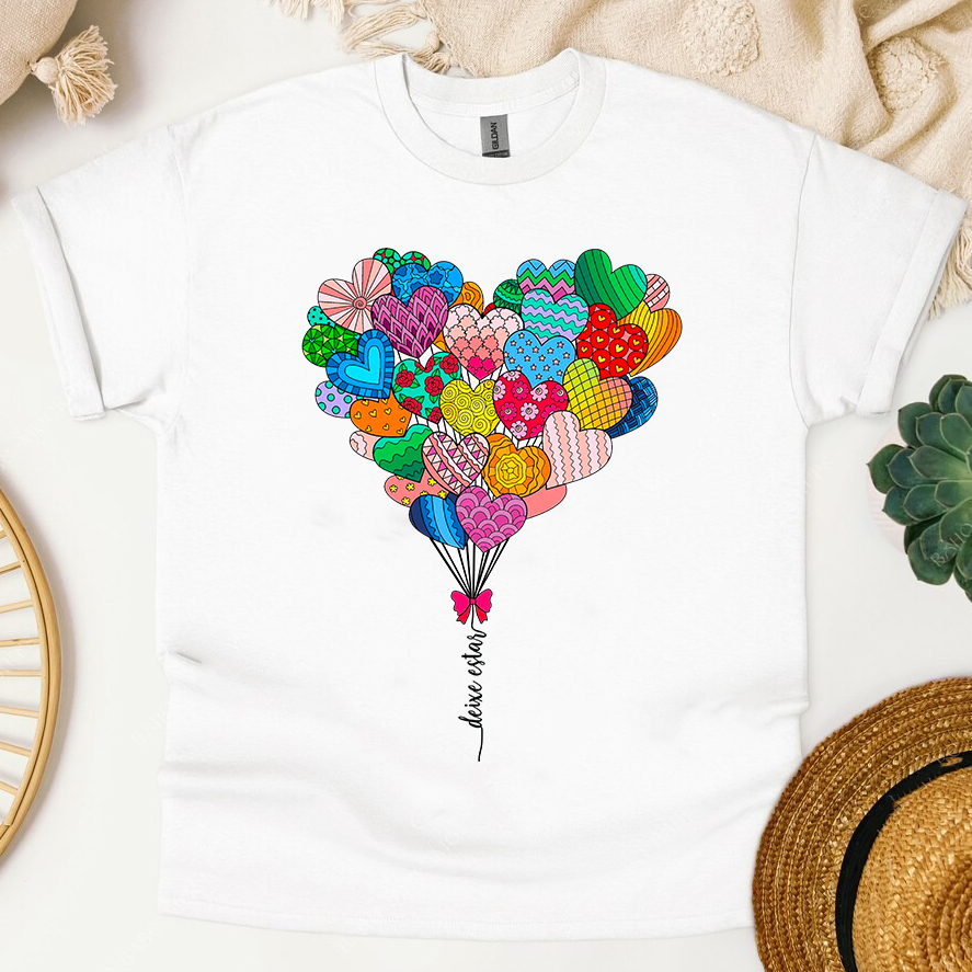 Camiseta Deixe Estar Balão De Corações