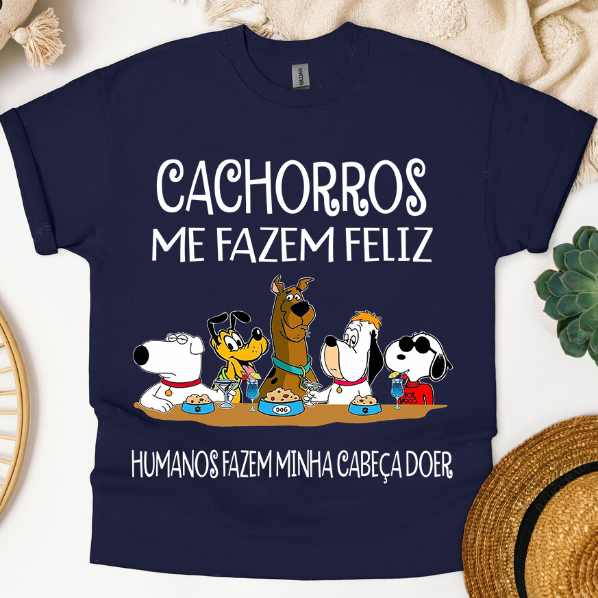 Camiseta Cachorros Me Fazem Feliz Humanos Fazem Minha Cabeça Doer - Image 6