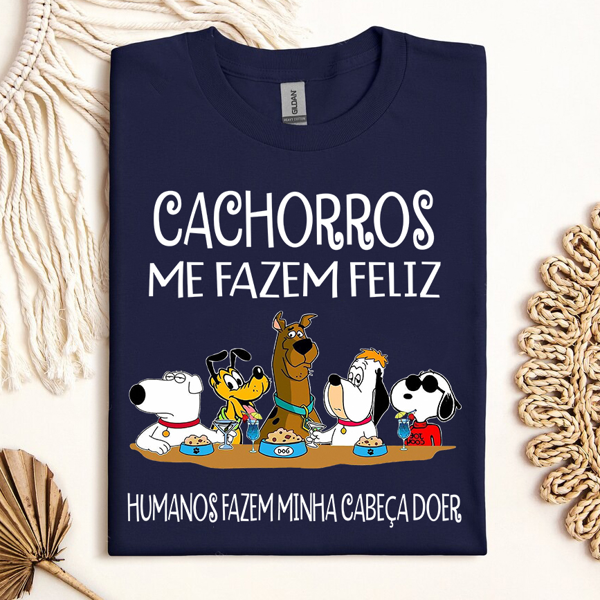 Camiseta Cachorros Me Fazem Feliz Humanos Fazem Minha Cabeça Doer - Image 5