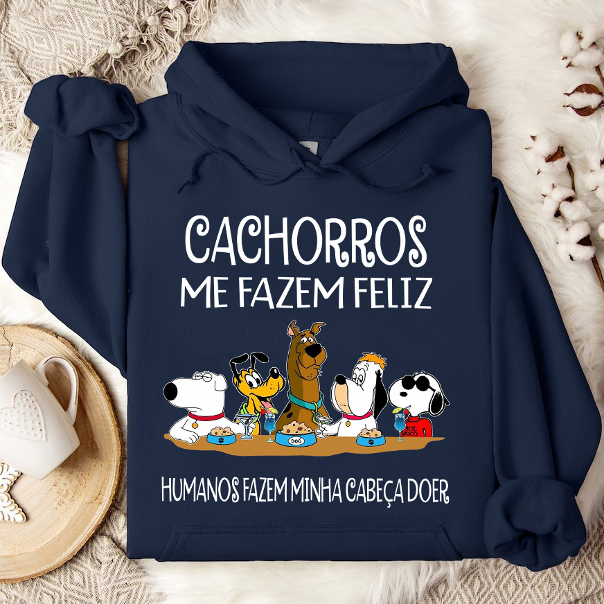 Camiseta Cachorros Me Fazem Feliz Humanos Fazem Minha Cabeça Doer - Image 3
