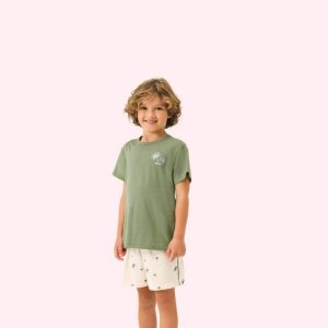 Pijama Masculino Infantil Manga Curta Maresia em Algodão - Lua Encantada