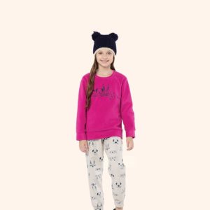 Pijama Manga Longa Infantil Pet Face em Microsoft - Lua Encantada