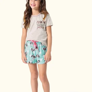 Short Doll Infantil Manga Curta Dog em Algodão - Lua Encantada