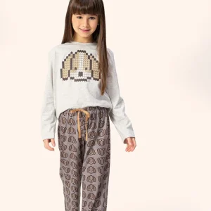 Pijama Infantil Feminino Manga Longa My Dog em Malha Mescla - Lua Encantada