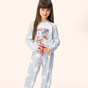 Pijama Manga Longa Infantil Cumplicidade em Algodão - Lua Encantada