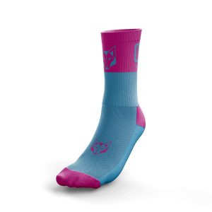 OTSOSPORT Meias Medium Cut – Azul / Rosa Fluo